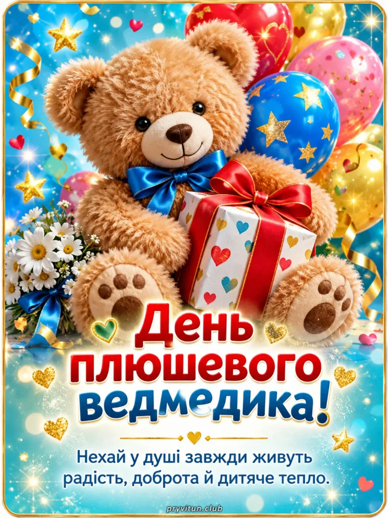 Щирі вітання з Днем плюшевого ведмедика