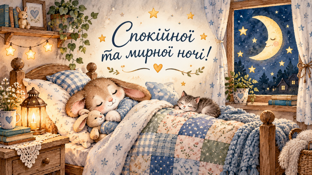 Спокійної та мирної ночі 10 милих картинок надобраніч