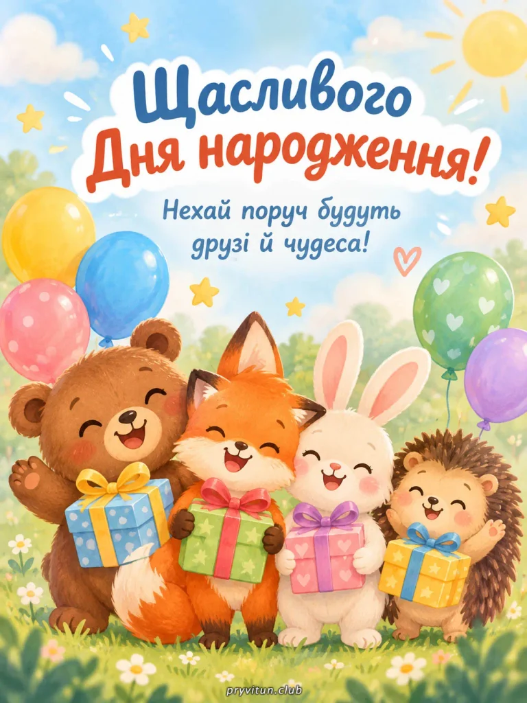 Святкова картинка з Днем народження маленькому імениннику