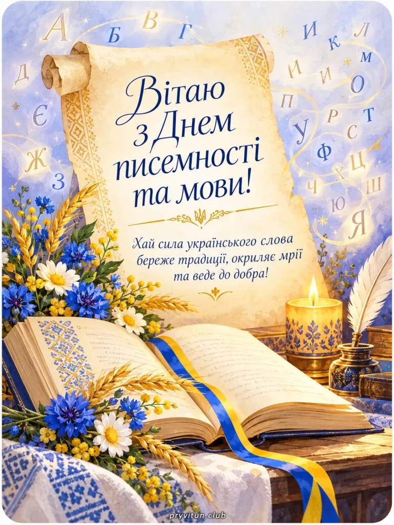 Святкова картинка з привітанням до Дня української мови