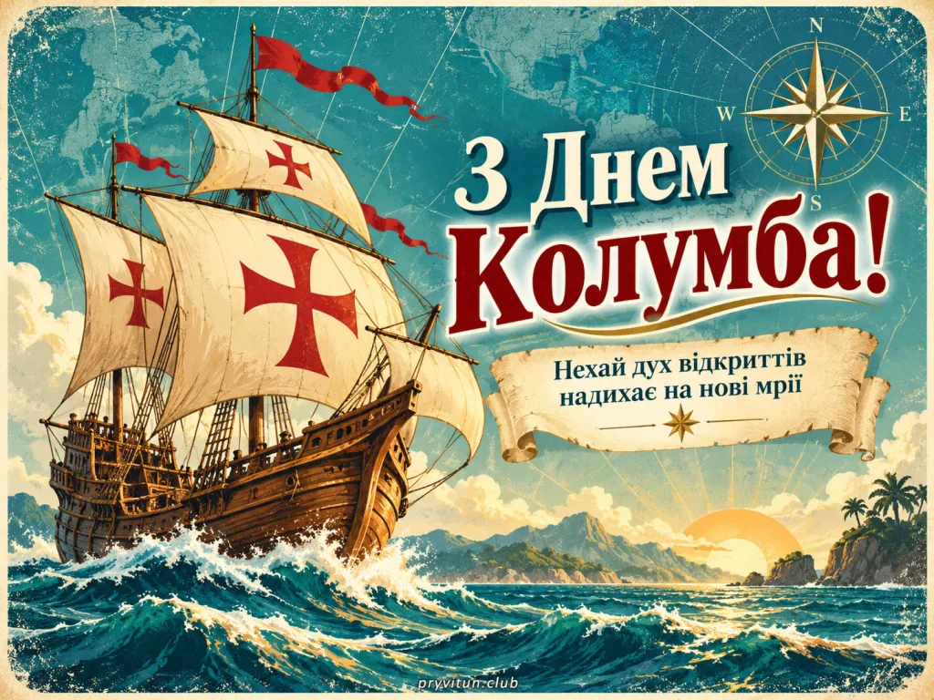 Святкові вітання з Днем Христофора Колумба