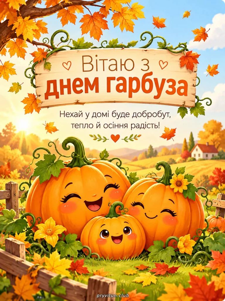 Вітаю з Днем гарбуза та бажаю щастя