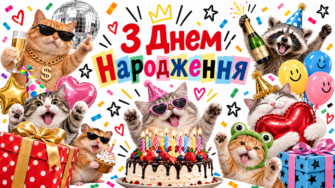 З Днем народження найкращі прикольні та веселі картинки з гумором